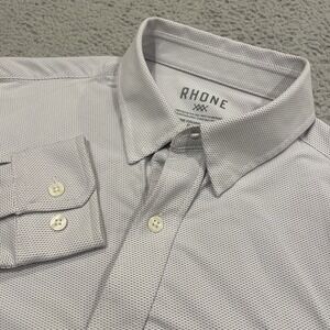 Rhone Commuter Slim Fit Shirt Mens Small White Gray Fine Italian Fabric 101420